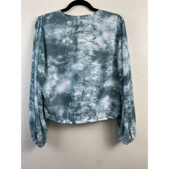 ASTR The Label faux Wrap Top Womens Medium Green Tie Dye Boho Beach Vacation - Picture 14 of 15